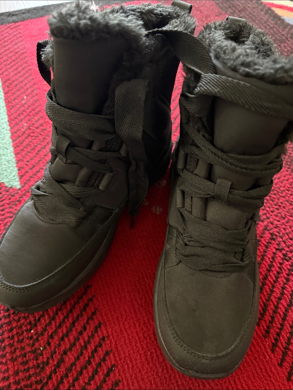 Women's Black Faux-Fur Winter Ankle Boots